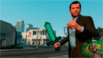 GTA5 独家 MOD：钻石大斧，Minecraft 风格武器来袭！