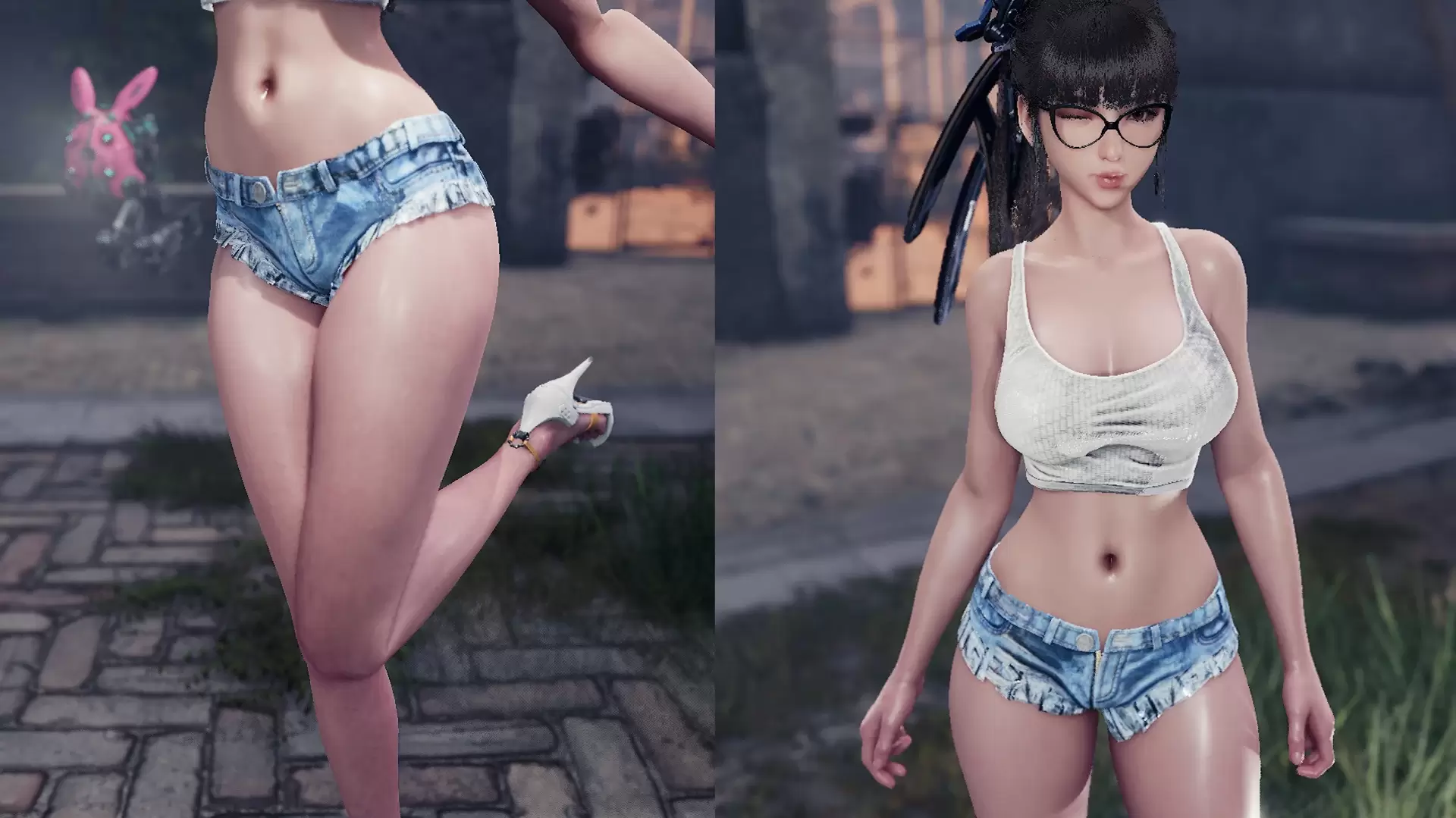 【外观MOD】伊芙休闲装丨牛仔短裤+白上衣