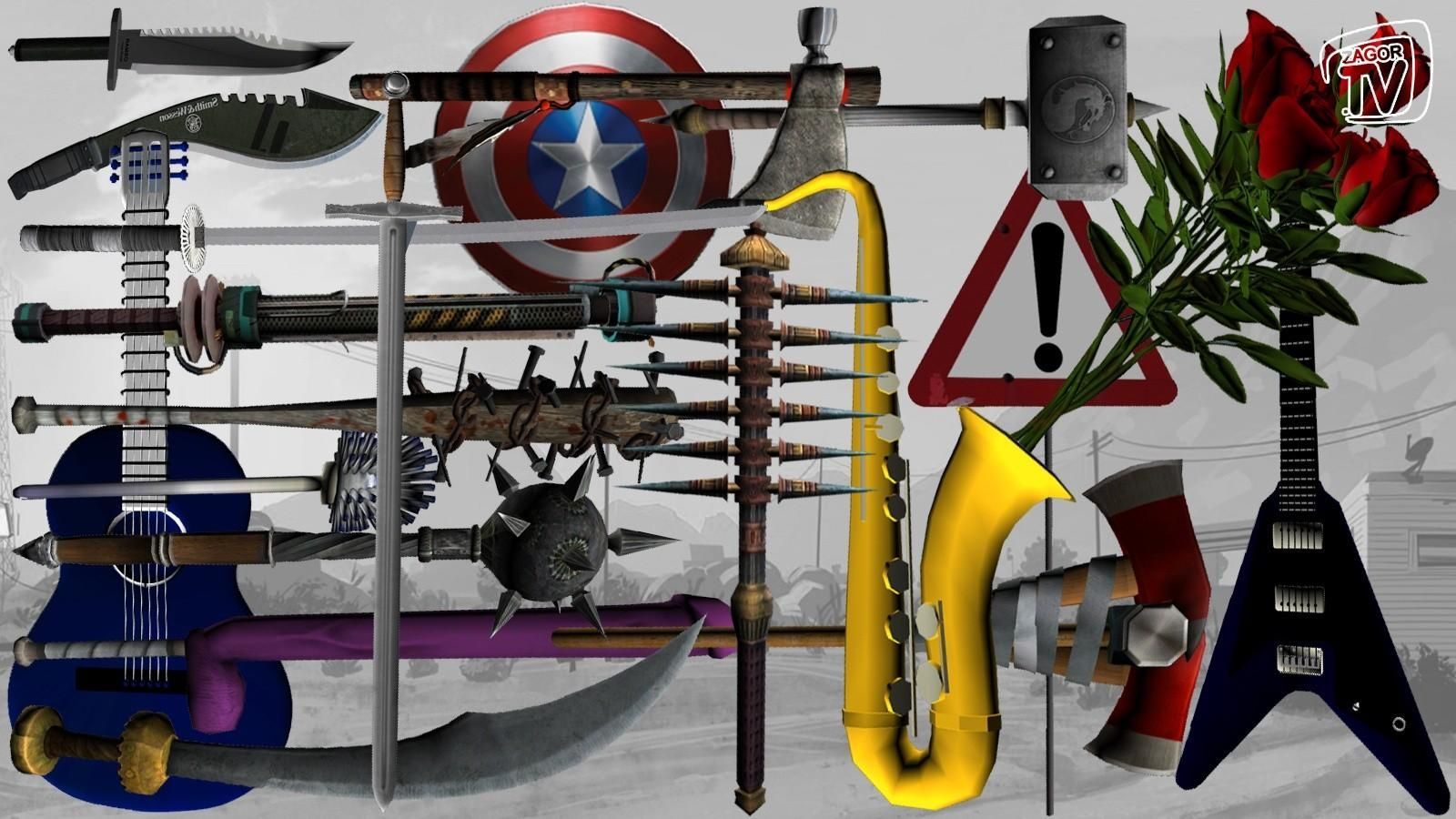 GTA5 玩物立志:多功能武器替换 MOD(吉他、武士刀等)